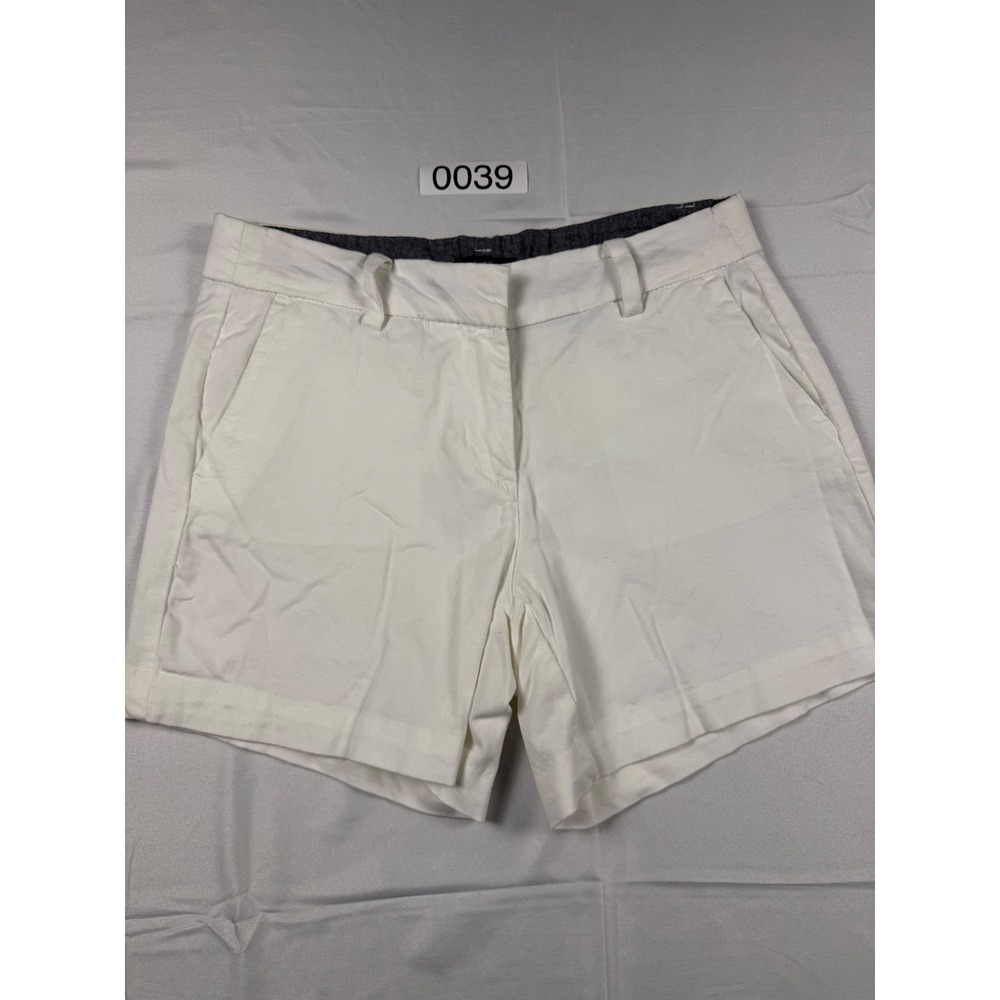Nautica Womens White Chino Shorts Size 2 Mid Rise Cotton Blend Preppy Summer